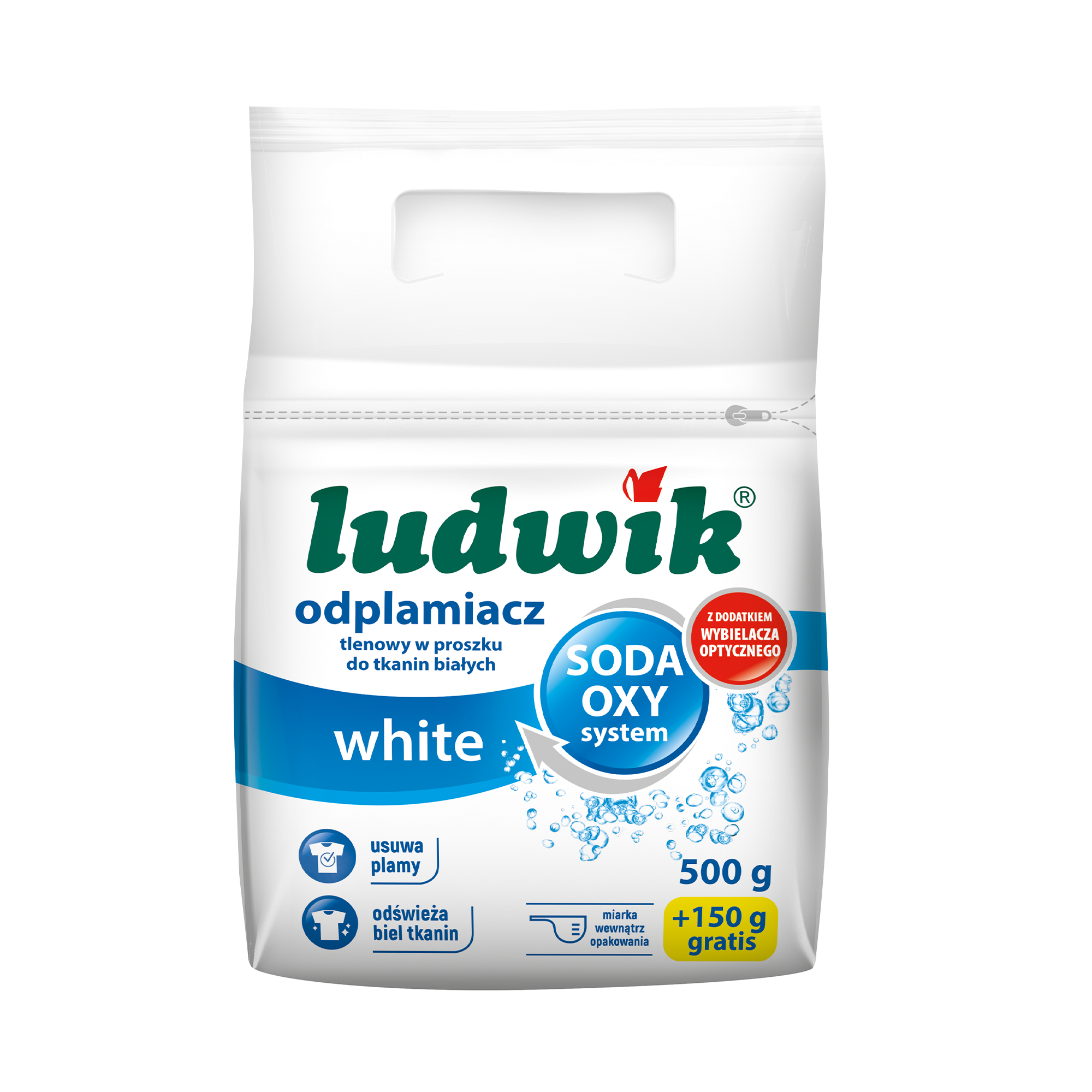 White odplamiacz tlenowy w proszku do tkanin białych